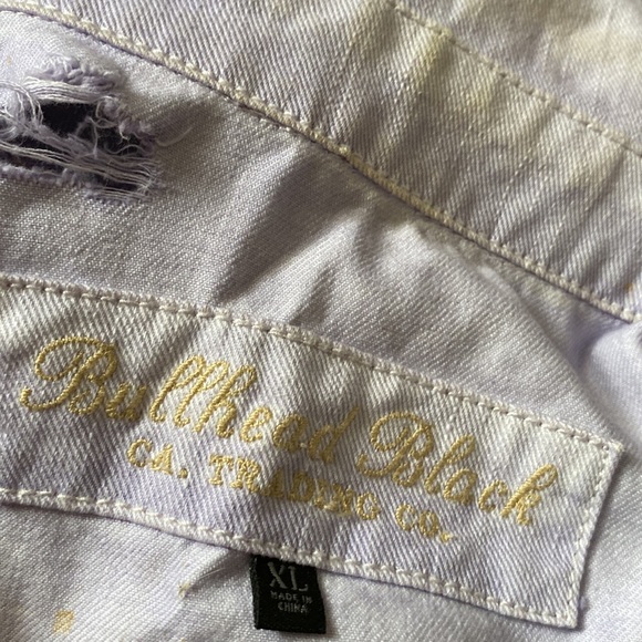 Bullhead Black distressed ombre denim jkt XL lilac green white chrome grommets - Picture 8 of 10